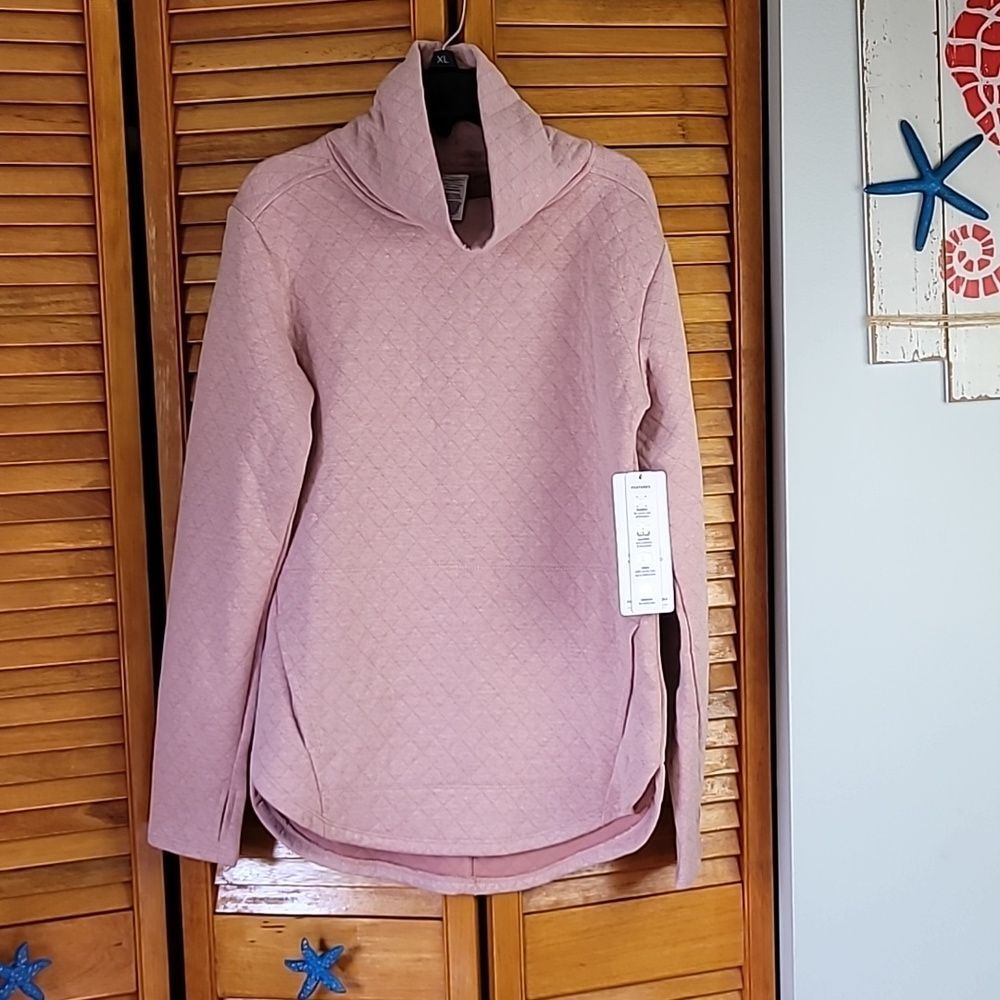 NWT RBX Active Quilted Cowl Neck Pullover Sweatshirt Womens XS Mauve Pink